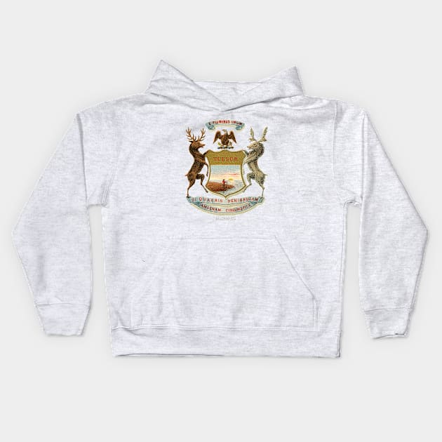 1876 Michigan Coat of Arms Kids Hoodie by historicimage
